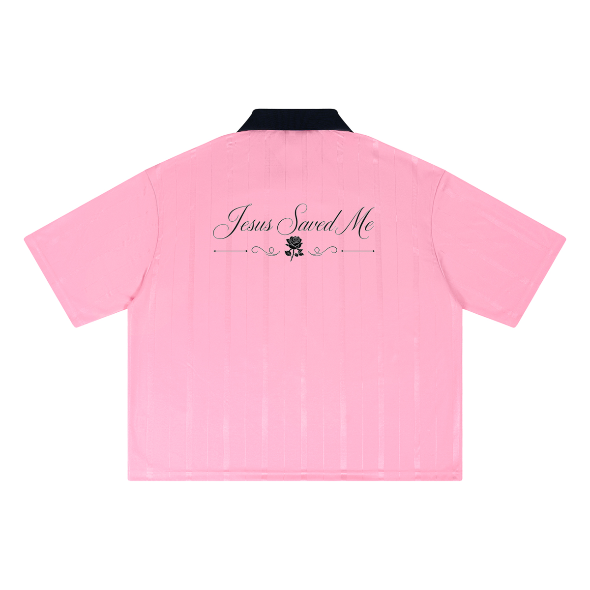 “Jesus Saved Me”  Striped Boxy Soccer Jersey